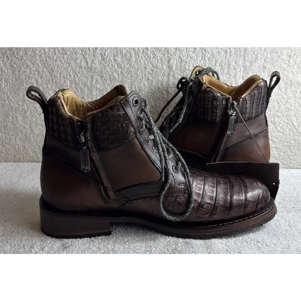 Cuadra Men's Size 10 EE Caiman/fuscus Ankle Boot Dark Brown 34954